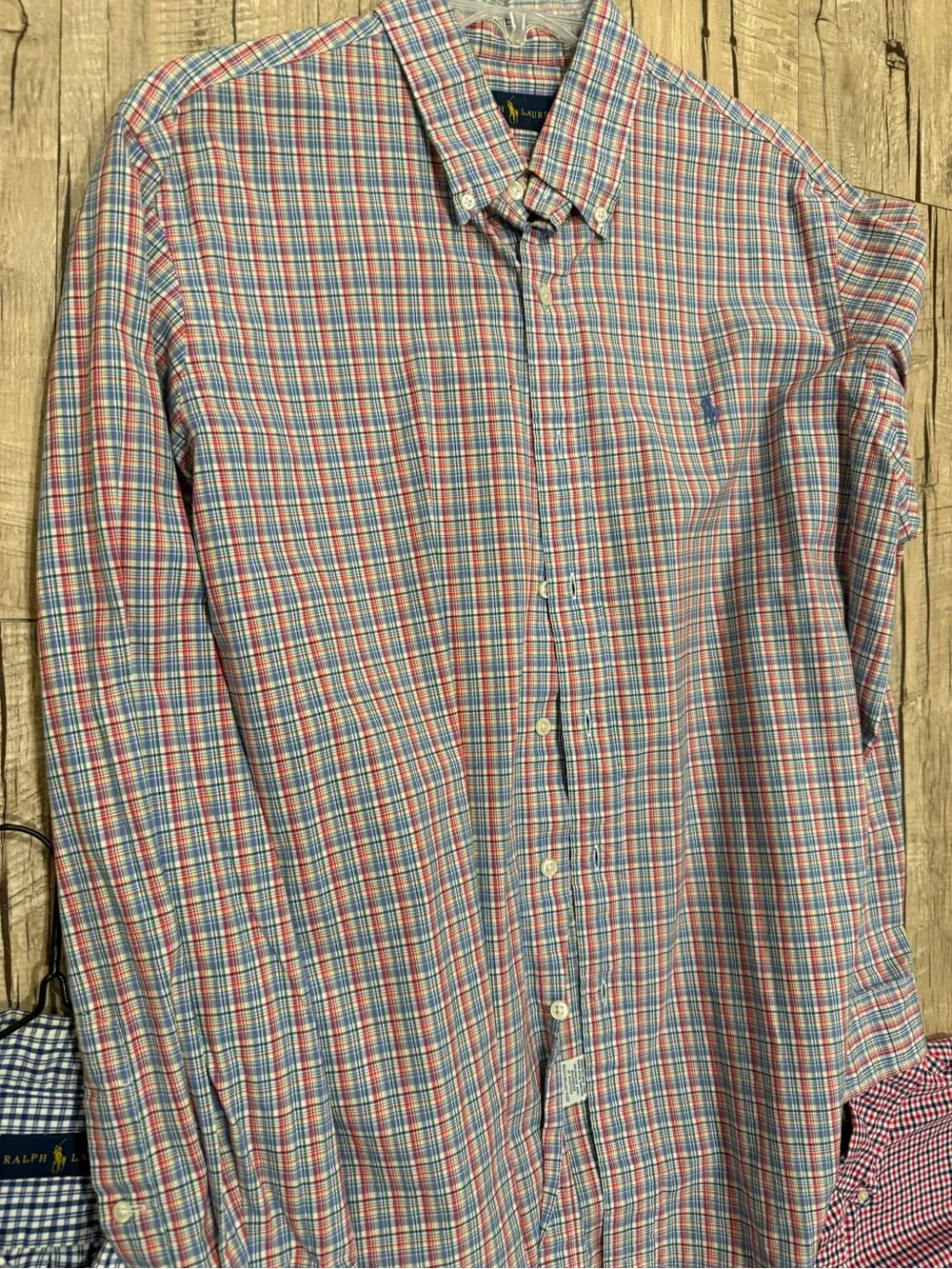 Polo by Ralph Lauren Three Men's Gingham Button-Downs in Blue, Red, White
